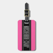 Personalisiertes, rosa gestreiftes Reisegepäck Gepäckanhänger (Vorderseite vertikal)