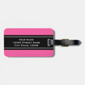 Personalisiertes, rosa gestreiftes Reisegepäck Gepäckanhänger (Rückseite horizontal)