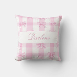 Personalisiertes rosa Gingham-Band Kissen