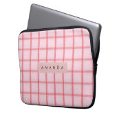 Personalisiertes Rosa Gingham-Karo Laptopschutzhülle (Vorderseite Links)