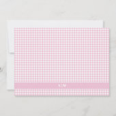 Personalisiertes Rosa-Gingham-Karo Mitteilungskarte (Rückseite)