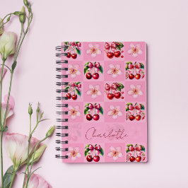Personalisiertes rosa Gingham-Kirschblüten-Notizbu Notizblock