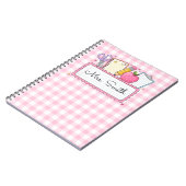 Personalisiertes rosa Gingham-Lehrer Notizblock (Linke Seite)
