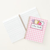 Personalisiertes rosa Gingham-Lehrer Notizblock (Innenseite)