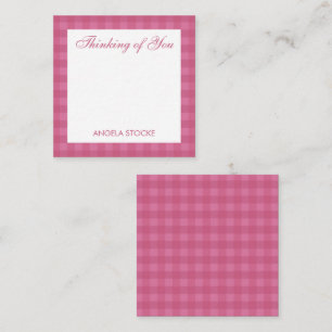 Personalisiertes rosa Gingham Mitteilungskarte