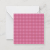 Personalisiertes rosa Gingham Mitteilungskarte (Rückseite)