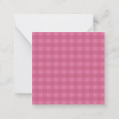 Personalisiertes rosa Gingham Mitteilungskarte (Rückseite)