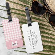 Personalisiertes Rosa-Gingham-Monogramm