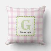 Personalisiertes rosa Gingham-Monogramm-Kinderzimm Kissen (Vorderseite)