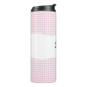 Personalisiertes Rosa Gingham-Muster Thermosbecher (Nach links gedreht)