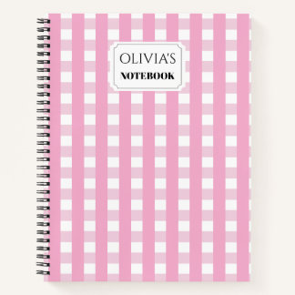 Personalisiertes rosa Gingham-Spiralnotizbuch Notizblock