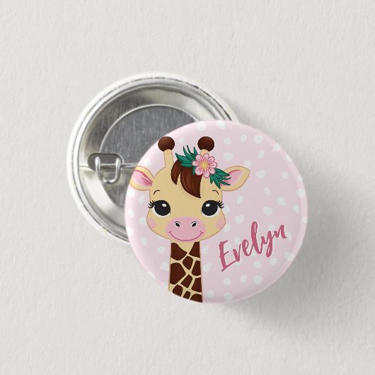 Personalisiertes Rosa Giraffe Button - für Empathi (Vorne & Hinten)