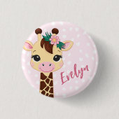 Personalisiertes Rosa Giraffe Button - für Empathi (Vorderseite)