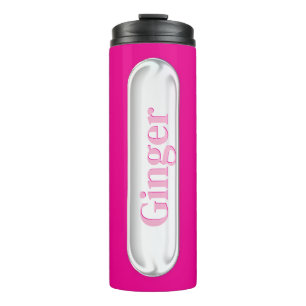 Personalisiertes rosa Glas-Namensschild-Imitat Thermosbecher