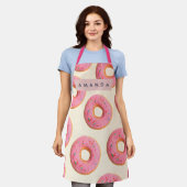 Personalisiertes Rosa glasiertes Donut-Muster Schürze (Getragen)