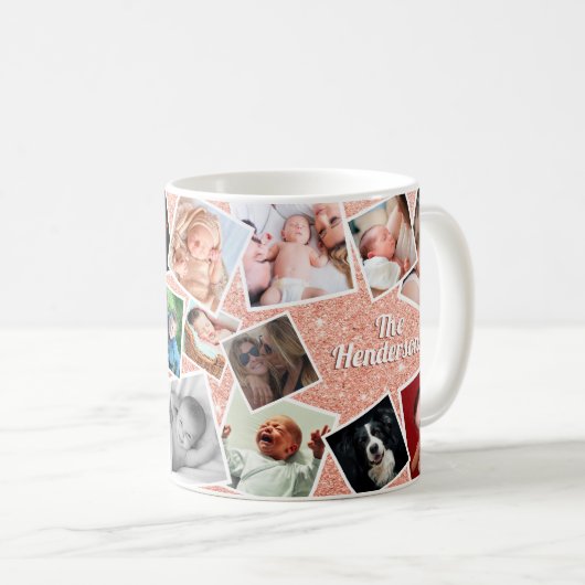 Personalisiertes rosa Glitzer Kaffeetasse (VorderseiteRechts)