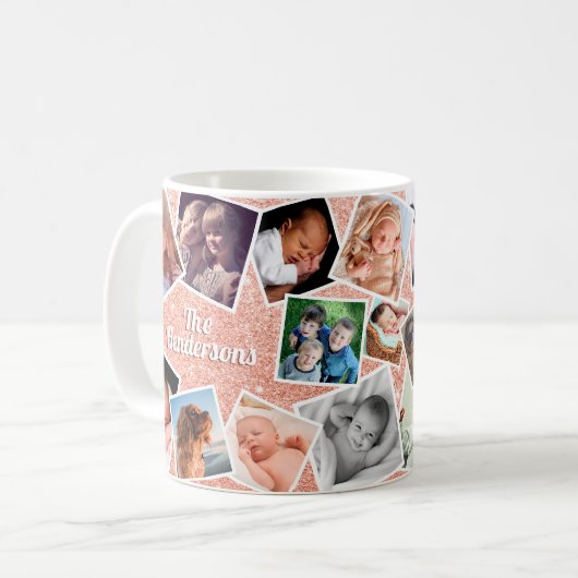 Personalisiertes rosa Glitzer Kaffeetasse (Vorderseite Links)