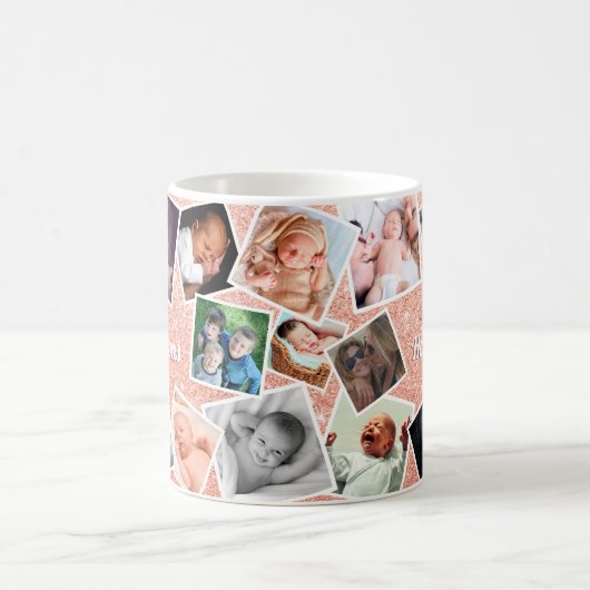 Personalisiertes rosa Glitzer Kaffeetasse (Mittel)