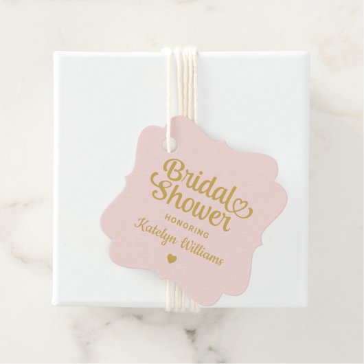 Personalisiertes Rosa-Gold-Hochzeitsfest-Brautpart Geschenkanhänger (Beispiel)