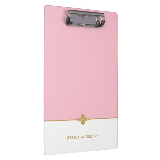 Personalisiertes Rosa Gold Klemmbrett (Rechts)