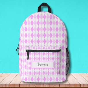 Personalisiertes rosa Golf Argyle-Muster Bedruckter Rucksack