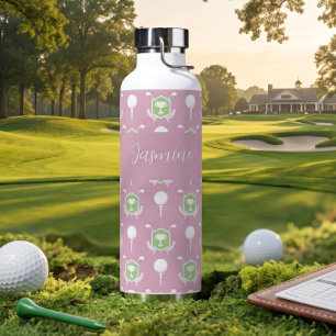 Personalisiertes rosa Golf-Tischname Geschenk für Trinkflasche