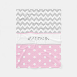 Personalisiertes rosa graues Zickzack Fleecedecke