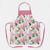 Personalisiertes rosa grünes Blumenmuster Schürze (Vorderseite)