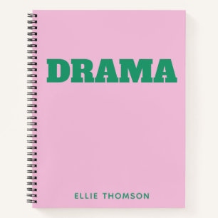 Personalisiertes Rosa Grünes Drama Theater Schulcl Notizblock