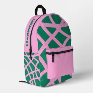 Personalisiertes Rosa/Grünes Spaßmuster Bedruckter Rucksack