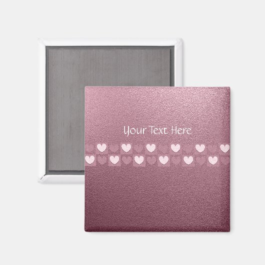 Personalisiertes Rosa Herz-Button Magnet (Vorderseite/Rückseite)