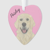 Personalisiertes rosa Herz Englisch Golden Retriev Ornament (Vorderseite)