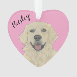 Personalisiertes rosa Herz Englisch Golden Retriev Ornament
