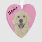 Personalisiertes rosa Herz Englisch Golden Retriev Ornament (Vorderseite)