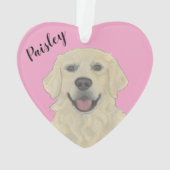 Personalisiertes rosa Herz Englisch Golden Retriev Ornament (Rückseite)