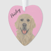Personalisiertes rosa Herz Golden Retriever Ornament (Vorderseite)