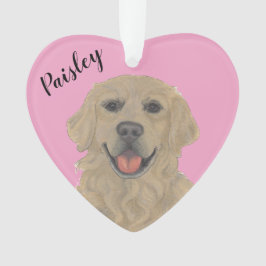 Personalisiertes rosa Herz Golden Retriever Ornament