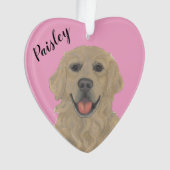 Personalisiertes rosa Herz Golden Retriever Ornament (Vorderseite)