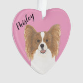 Personalisiertes rosa Herz Rot und Weißes Papillen Ornament (Vorderseite)