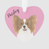 Personalisiertes rosa Herz Rot und Weißes Papillen Ornament (Rückseite)