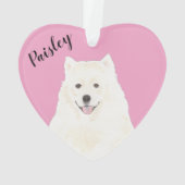 Personalisiertes rosa Herz Samoyed Eskimo Hund Ornament (Rückseite)