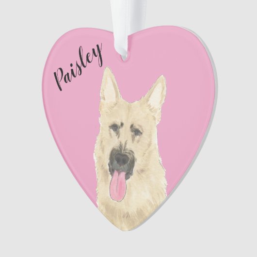 Personalisiertes rosa Herz Schwarz und Tan German Ornament (Vorderseite)
