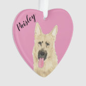 Personalisiertes rosa Herz Schwarz und Tan German Ornament (Vorderseite)