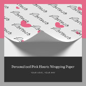 Personalisiertes rosa Herz-Umschlagpapier Geschenkpapier