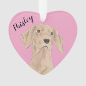 Personalisiertes rosa Herz Vizsla Ornament (Vorderseite)