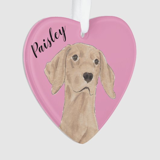 Personalisiertes rosa Herz Vizsla Ornament (Vorderseite)