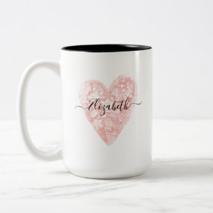 Personalisiertes rosa Herz Zweifarbige Tasse