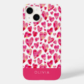 Personalisiertes rosa Herzmuster Case-Mate iPhone Hülle (Rückseite)