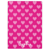 Personalisiertes rosa Herzmuster Klemmbrett (Rückseite)