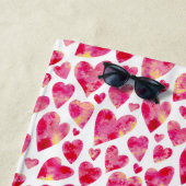 Personalisiertes rosa Herzmuster Strandtuch (Beispiel)